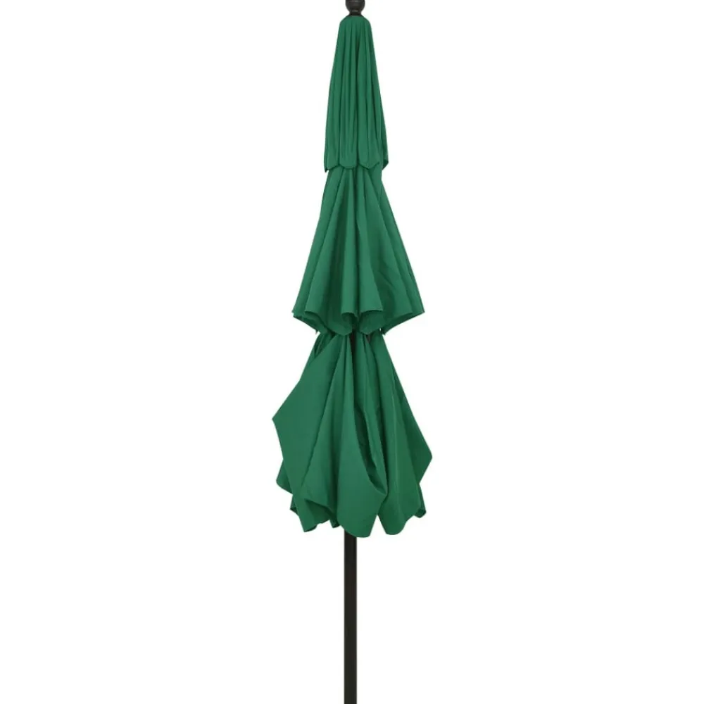 Maison Exclusive - Parasol de jardin à 3 niveaux avec mât en aluminium vert 3,5 m New