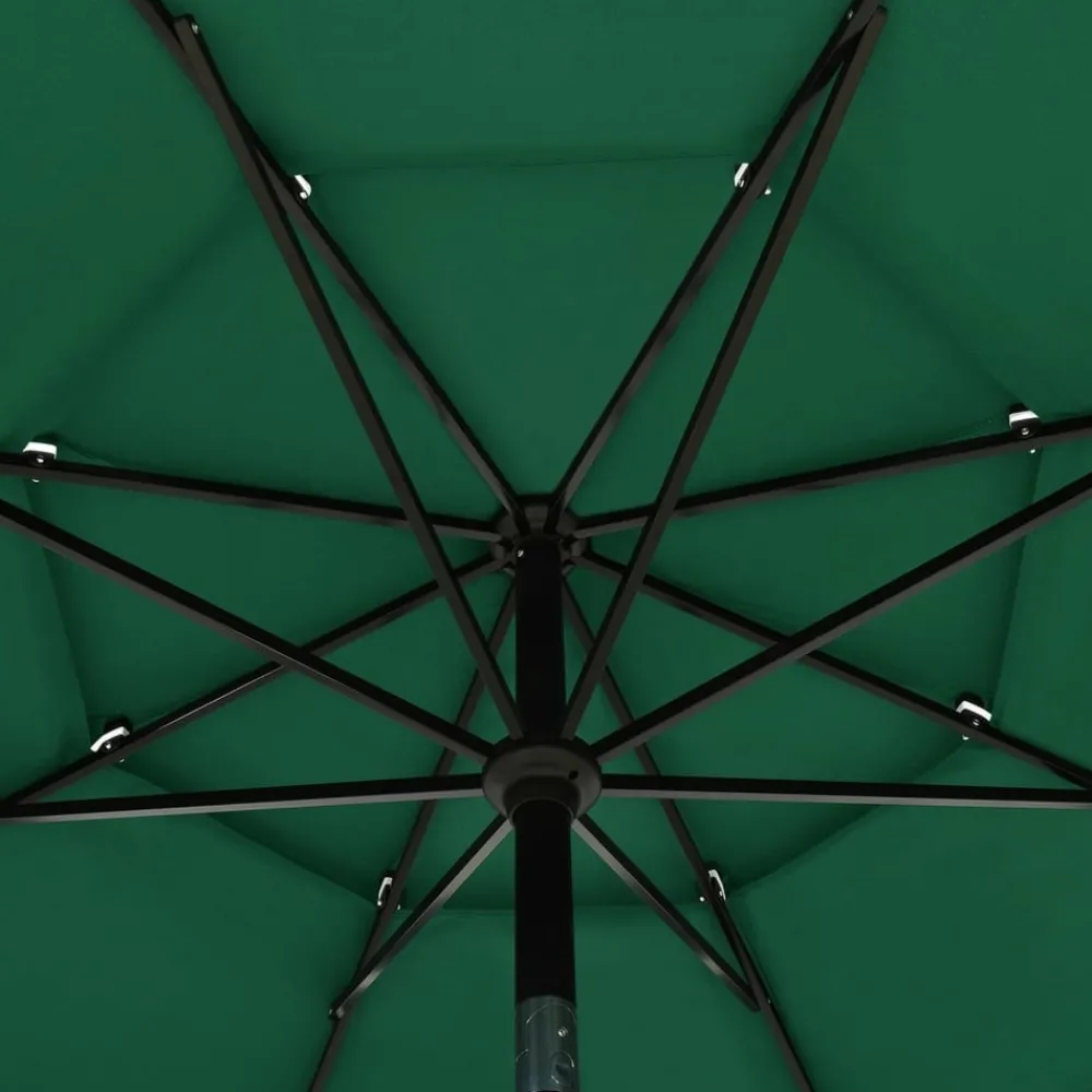 Maison Exclusive - Parasol de jardin à 3 niveaux avec mât en aluminium vert 3,5 m New