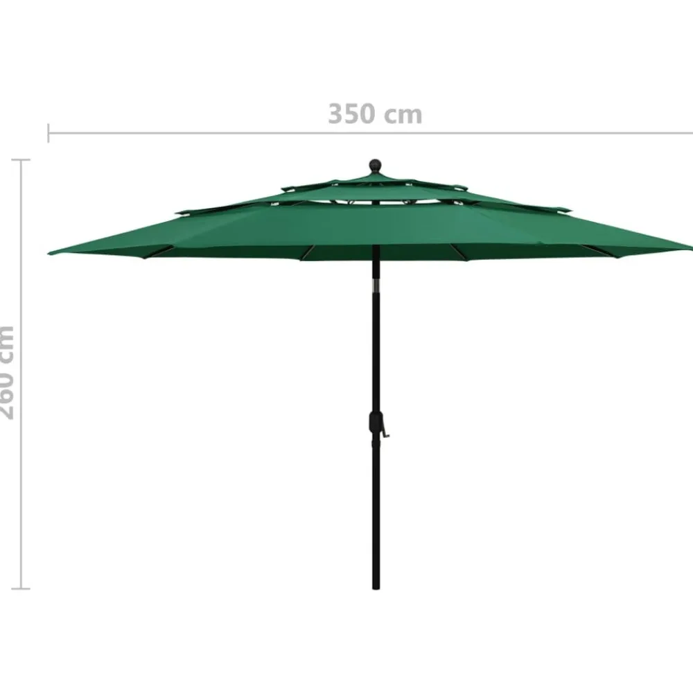 Maison Exclusive - Parasol de jardin à 3 niveaux avec mât en aluminium vert 3,5 m New