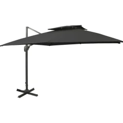 Maison Exclusive - Parasol de jardin en porte-à-faux avec double toit noir Online