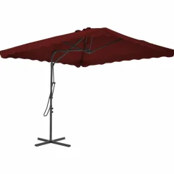 Maison Exclusive - Parasol de jardin et mât en acier rouge bordeaux 250x250x230 cm Outlet