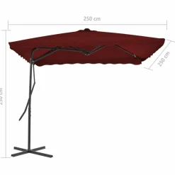 Maison Exclusive - Parasol de jardin et mât en acier rouge bordeaux 250x250x230 cm Outlet