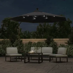 Maison Exclusive - Parasol de jardin en porte-à-faux et lumières led mât en acier Sale