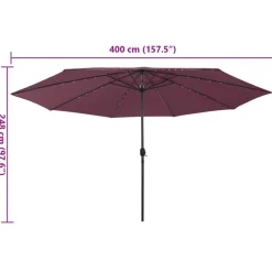 Maison Exclusive - Parasol de jardin avec lumières led mât en métal rouge bordeaux Sale
