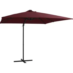 Maison Exclusive - Parasol de jardin en porte-à-faux lumières led rouge bordeaux Online