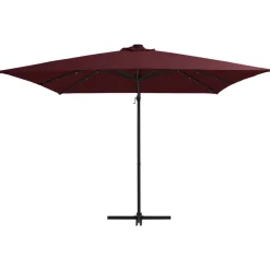 Maison Exclusive - Parasol de jardin en porte-à-faux lumières led rouge bordeaux Online