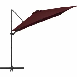 Maison Exclusive - Parasol de jardin en porte-à-faux lumières led rouge bordeaux Online