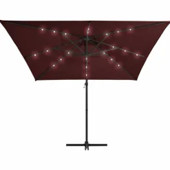Maison Exclusive - Parasol de jardin en porte-à-faux lumières led rouge bordeaux Online