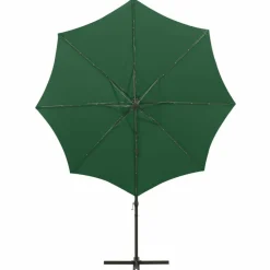 Maison Exclusive - Parasol de jardin en porte-à-faux et mât et lumières led vert