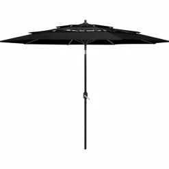 Maison Exclusive - Parasol de jardin à 3 niveaux avec mât en aluminium noir 3 m Discount