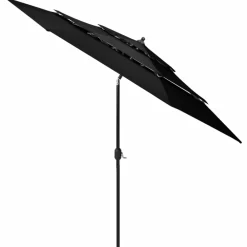 Maison Exclusive - Parasol de jardin à 3 niveaux avec mât en aluminium noir 3 m Discount