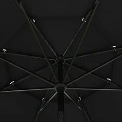 Maison Exclusive - Parasol de jardin à 3 niveaux avec mât en aluminium noir 3,5 m Discount