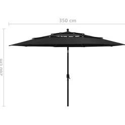 Maison Exclusive - Parasol de jardin à 3 niveaux avec mât en aluminium noir 3,5 m Discount