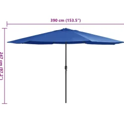 Maison Exclusive Parasols, Voiles D’Ombrage | - Parasol de jardin avec mât en métal 390 cm bleu azuré