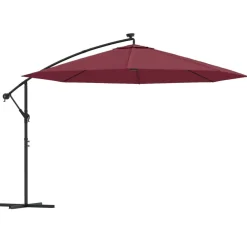 Maison Exclusive - Parasol de jardin en porte-à-faux lumières led rouge bordeaux