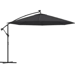Maison Exclusive - Parasol de jardin en porte-à-faux avec lumières led noir 350 cm Outlet