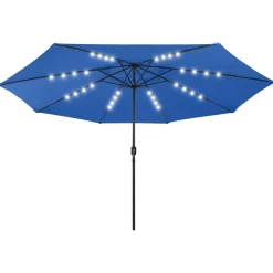 Maison Exclusive - Parasol de jardin avec lumières led et mât en métal bleu azuré Hot