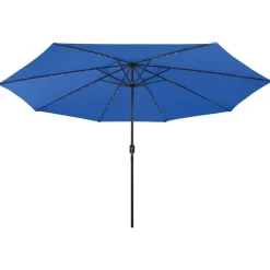 Maison Exclusive - Parasol de jardin avec lumières led et mât en métal bleu azuré Hot