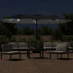 Maison Exclusive - Parasol de jardin à double tête avec led noir 449x265 cm Discount