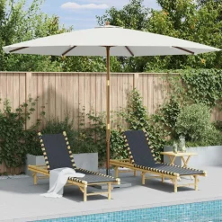 Maison Exclusive - Parasol d'extérieur avec mât en bois 350 cm blanc sable New