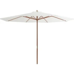 Maison Exclusive - Parasol d'extérieur avec mât en bois 350 cm blanc sable New