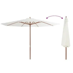 Maison Exclusive - Parasol d'extérieur avec mât en bois 350 cm blanc sable New
