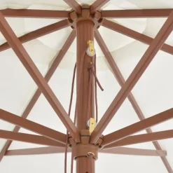 Maison Exclusive - Parasol d'extérieur avec mât en bois 350 cm blanc sable New