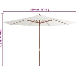 Maison Exclusive - Parasol d'extérieur avec mât en bois 350 cm blanc sable New