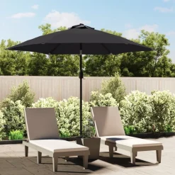 Maison Exclusive - Parasol d'extérieur avec lumières led et mât en acier noir Best