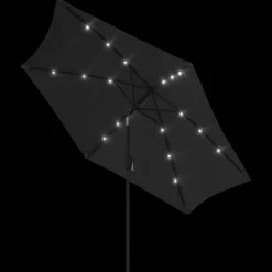 Maison Exclusive - Parasol d'extérieur avec lumières led et mât en acier noir Best