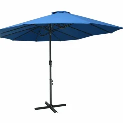 Maison Exclusive Parasols, Voiles D’Ombrage | - Parasol d'extérieur et poteau en aluminium 460x270 cm bleu