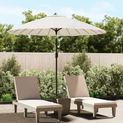 Maison Exclusive Parasols, Voiles D’Ombrage | - Parasol d'extérieur et mât avec aluminium 270 cm blanc sable