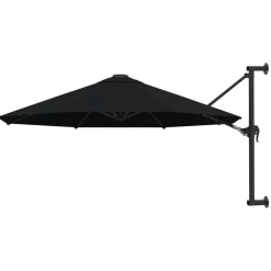 Maison Exclusive - Parasol mural avec mât en métal 300 cm noir Outlet
