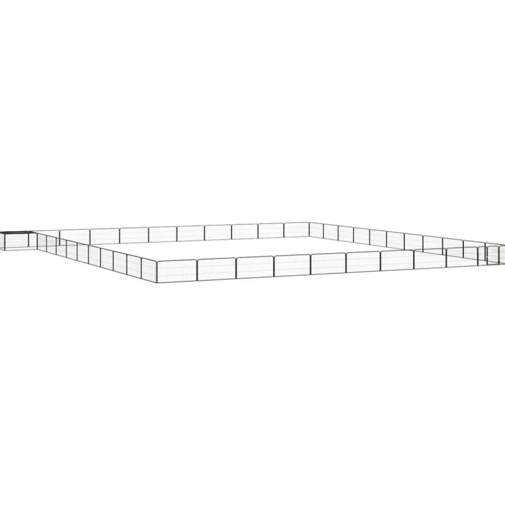 Maison Exclusive Niches, Paniers Et Transports | - Parc pour chien 44panneaux noir 100x50cm acier enduit de poudre