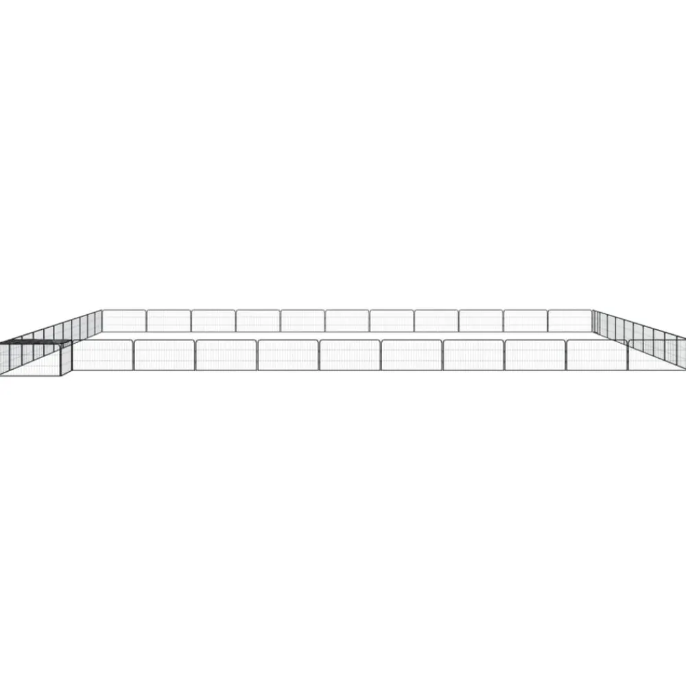 Maison Exclusive Niches, Paniers Et Transports | - Parc pour chien 44panneaux noir 100x50cm acier enduit de poudre