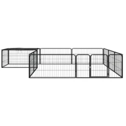 Maison Exclusive Niches, Paniers Et Transports | - Parc pour chien 12panneaux noir 100x50cm acier enduit de poudre