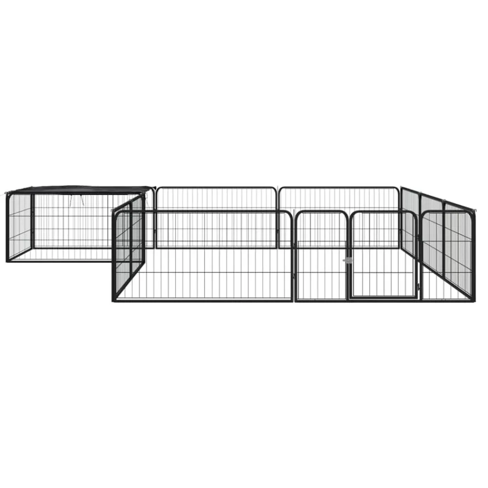 Maison Exclusive Niches, Paniers Et Transports | - Parc pour chien 12panneaux noir 100x50cm acier enduit de poudre