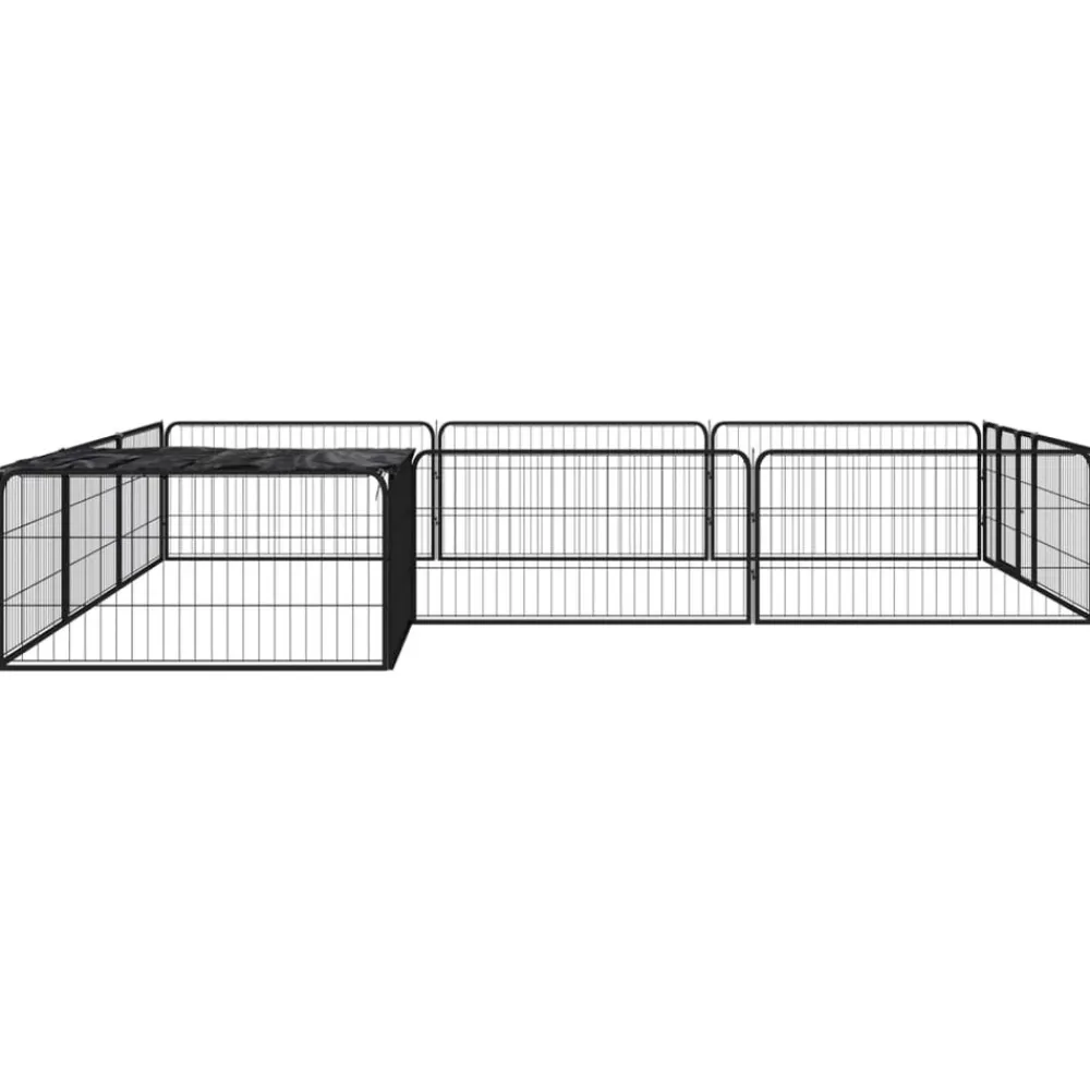 Maison Exclusive Niches, Paniers Et Transports | - Parc pour chien 12panneaux noir 100x50cm acier enduit de poudre