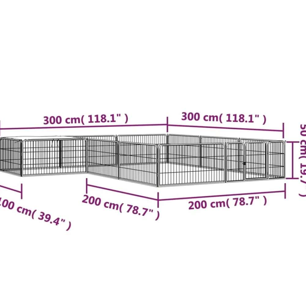 Maison Exclusive Niches, Paniers Et Transports | - Parc pour chien 12panneaux noir 100x50cm acier enduit de poudre