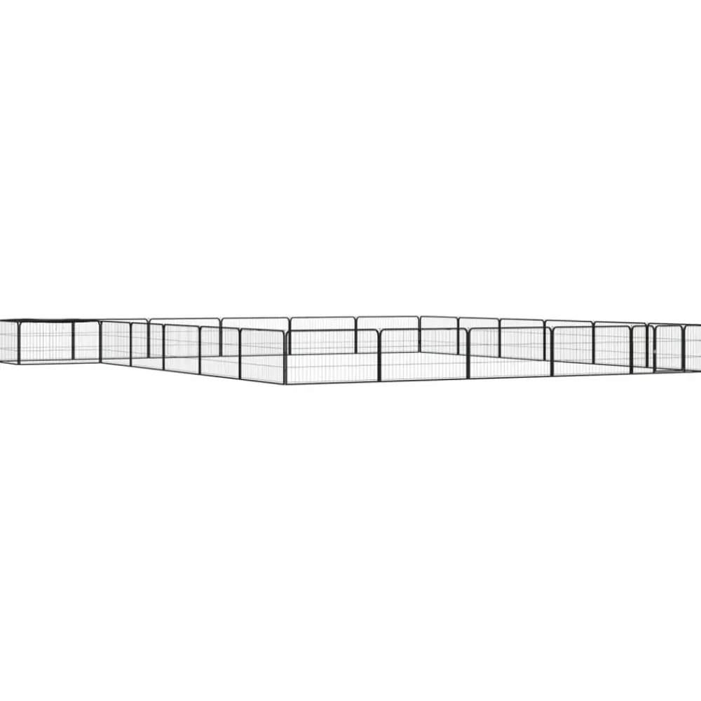 Maison Exclusive Niches, Paniers Et Transports | - Parc pour chien 24panneaux noir 100x50cm acier enduit de poudre