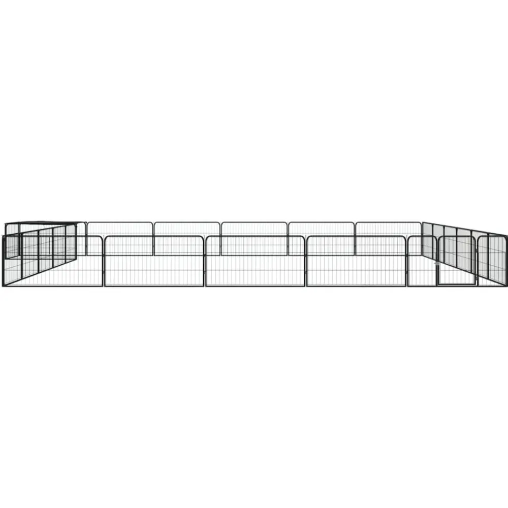 Maison Exclusive Niches, Paniers Et Transports | - Parc pour chien 24panneaux noir 100x50cm acier enduit de poudre