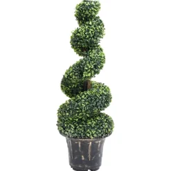 Maison Exclusive Plantes Artificielles | - Plante de buis artificiel en spirale avec pot vert 100 cm