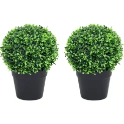 Maison Exclusive - Plantes de buis artificiel 2 pcs avec pots boule vert 32 cm Online