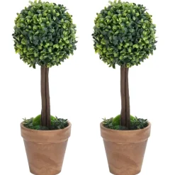 Maison Exclusive - Plantes de buis artificiel 2 pcs avec pots boule vert 41 cm New