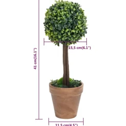 Maison Exclusive - Plantes de buis artificiel 2 pcs avec pots boule vert 41 cm New