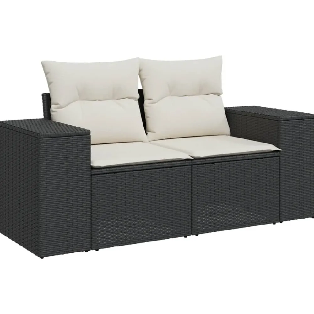 Maison Exclusive Salons De Jardin | - Salon de jardin 6 pcs avec coussins noir résine tressée