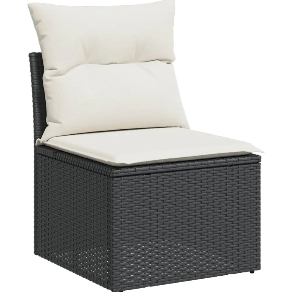 Maison Exclusive Salons De Jardin | - Salon de jardin 6 pcs avec coussins noir résine tressée