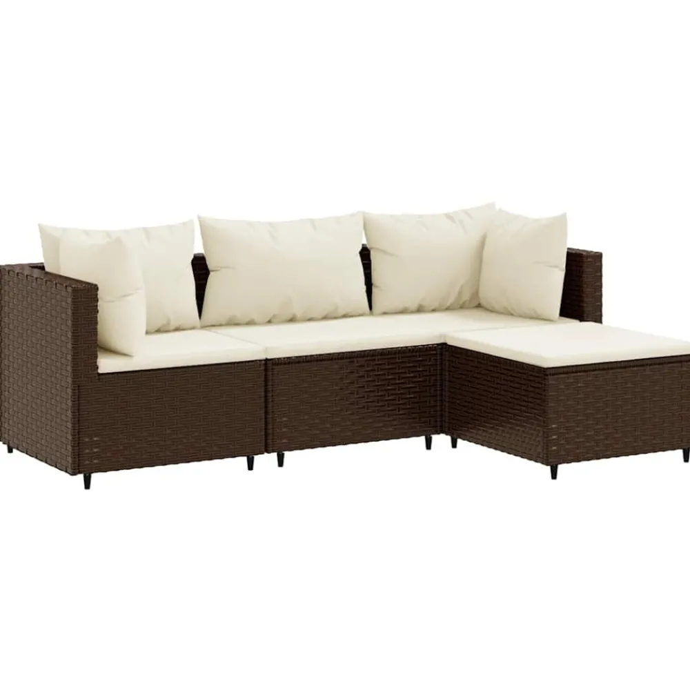Maison Exclusive - Salon de jardin 4 pcs avec coussins marron résine tressée Discount