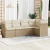 Maison Exclusive - Salon de jardin avec coussins 5 pcs beige résine tressée Online