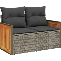Maison Exclusive - Salon de jardin avec coussins 13 pcs gris résine tressée New